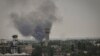 Smoke rises during Russian shelling in the city of Severodonetsk in eastern Ukraine.