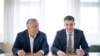 Orbán Viktor, a Fidesz elnöke és Kocsis Máté, a párt frakcióvezetője Budapesten 2022. április 28-án