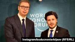 Predsjednik Srbije Aleksandar Vučić i predsjednik Vlade Crne Gore Dritan Abazović na Svjetskom ekonomskom forumu u Davosu, Švajcarska , 25. maj 2022. godine