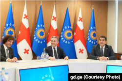 „ქართული ოცნების“ პოლიტსაბჭოს სხდომა - ირაკლი კობახიძე, ბიძინა ივანიშვილი და შალვა პაპუაშვილი