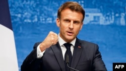 French President Emmanuel Macron said Russia's invasion of Ukraine is “a territorial war, the likes of which we thought had disappeared from European soil." (file photo)
