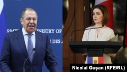 Ministrul rus de Externe, Serghei Lavrov, și președinta R. Moldova, Maia Sandu (colaj)