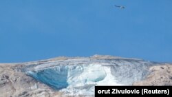 Punta Rocca summit is seen after parts of the Marmolada glacier collapsed in the Italian Alps amid record temperatures, killing at least six people and injuring several, at Marmolada ridge, Italy, July 4, 2022.