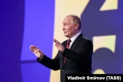 A defiant Russian President Vladimir Putin at the 2022 St. Petersburg International Economic Forum.