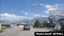 The entrance to the Vorukh enclave in the Isfara district, Tajikistan, in 2022