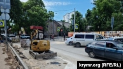 Ремонт дороги в Судаке, июнь 2022 года
