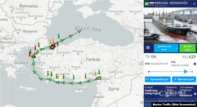 Повернення судна «Михайло Ненашев» з турецького порту Іскандерун у Чорне море