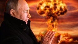 Владимир Путин и ядерный взрыв. Коллаж