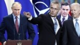 Владимир Путин, Йенс Столтенберг, Педро Санчес и Джо Байден, коллаж