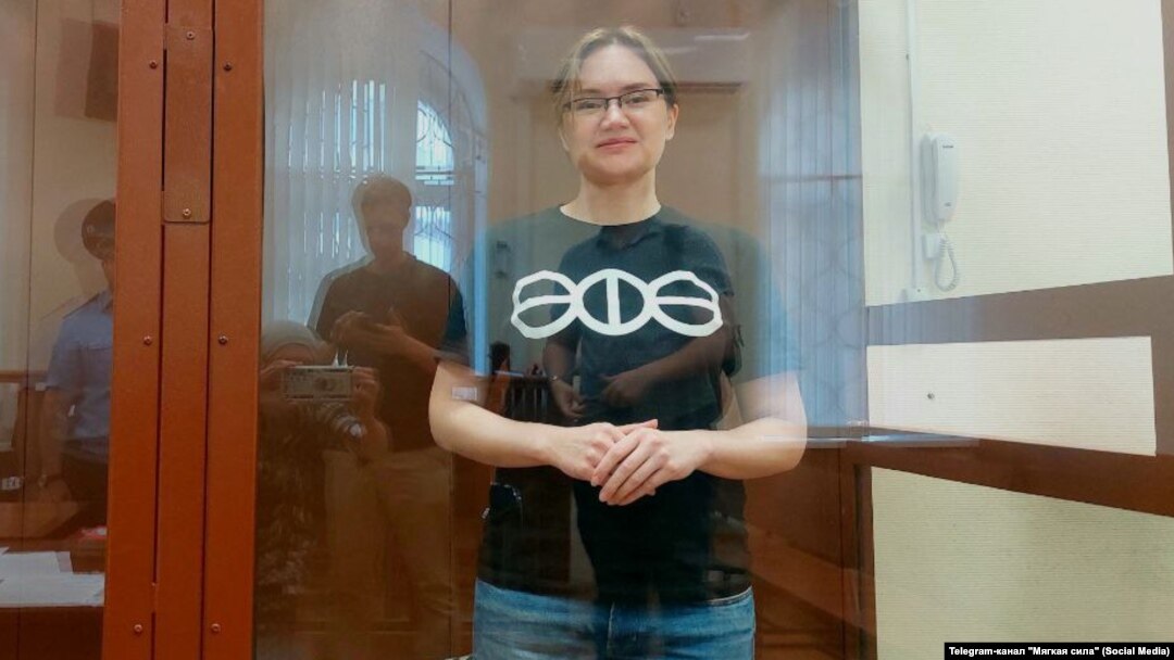 Liliya Chanysheva appears in a Moscow court in July 2022.