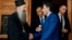 The head of the Serbian Orthodox Church, Patriarch Porfirije (left), and Montenegrin Prime Minister Dritan Abazovic meet in June.