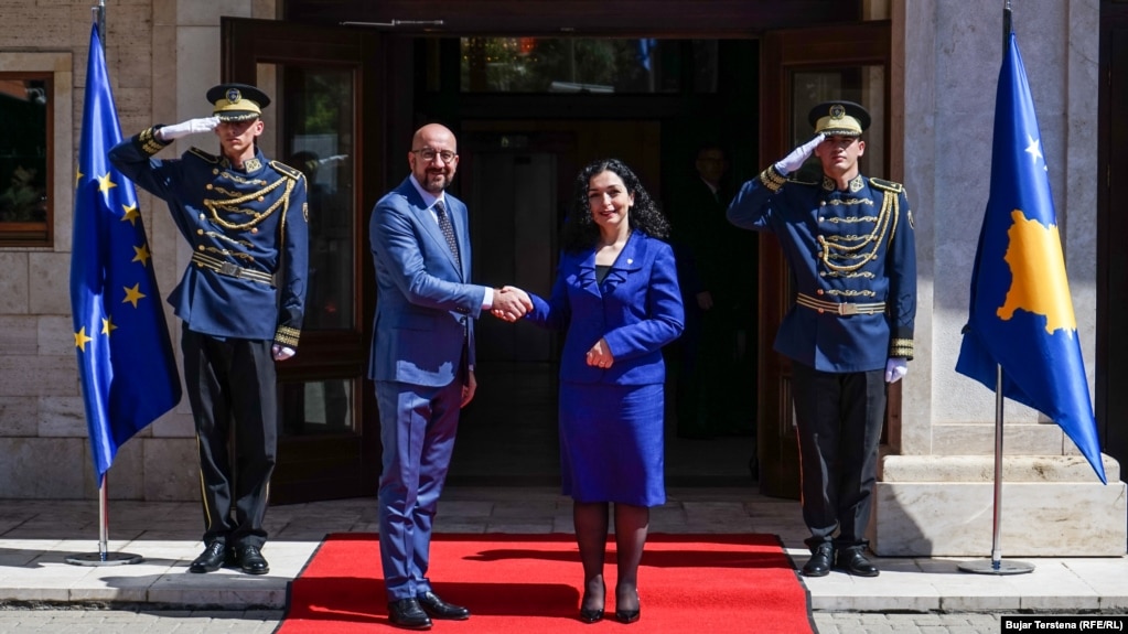 Presidentja e Kosovës, Vjosa Osmani, dhe presidenti i Këshillit të Evropës, Charles Michel.