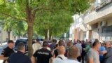 Montenegrin police officers protest in front of the Government in Podgorica