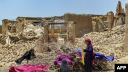 گوشهٔ از یک منطقه زلزله زده در جنوب شرق افغانستان 
