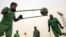 Members of the Iraqi national football team for amputees take part in a training session at al-Shaab stadium in Baghdad.