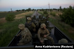 Ukrainian soldiers in the Mykolayiv region in June.