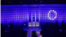 Parlamentul de la Chișinău luminat în culorile Uniunii Europene, de ziua Europei, pe 9 mai 2022, vedere din clădirea Președinției