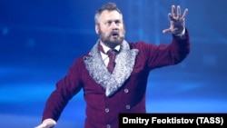 Viktor Petrenko is seen performing in The Scarlet Flower ice musical in a performance in January 2021.