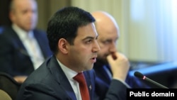 Armenia -- Rustam Badasian, head of the State Revenue Committee, speaks at a cabinet meeting in Yerevan.