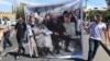 Armenia - Opposition supporters demonstrate outside the EU Delegation building in Yerevan, July 4, 2022.