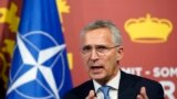 NATO Secretary General Jens Stoltenberg speaks during a meeting with U.S. President Joe Biden at the NATO summit in Madrid, Spain on Wednesday, June 29, 2022. North Atlantic Treaty Organization heads of state and government will meet for a NATO summit in 