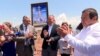 Armenia - Businessman Gagik Tsarukian (right) and Economy Minister Vahan Kerobian (center) attend a ground-breaking ceremony on Mount Hatis, July 9, 2022.
