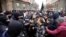 Protesters scuffle with police during a demonstration against the government's planned coronavirus restrictions in Sofia on November 25.