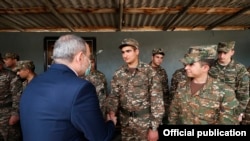 Armenia -- Prime Minister Nikol Pashinian visits an Armenian military base in Syunik, April 21, 2021.