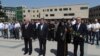 Nagorno Karabakh - President Arayik Harutyunian and other Karabakh Armenian leaders attend an official ceremony in Stepanakert, September 2, 2022.