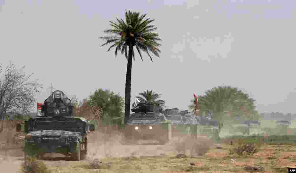 ერაყის სამთავრობო ჯარის ნაწილები თავს იყრიან ხალიდიასთან, ანბარის პროვინციის დედაქალაქ რამადის მახლობლად (სურათი გადაღებულია 1 აგვისტოს).