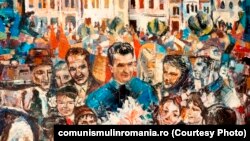 Moment de sărbătoare bihoreană; oferit de Comitetul judeţean de partid Bihor; 1978; ulei pe pânză. Sursa: comunismulinromania.ro