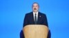 Azerbaijani President Ilham Aliyev makes a speech at an event marking the 30th anniversary of the Yeni (New) Azerbaijan Party. November 21, 2022.