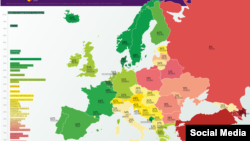  ILGA-Europe Rainbow Map, mai 2022.