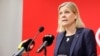 Magdalena Andersson svéd miniszterelnök sajtótájékoztatót tart a kormányzó szociáldemokraták székházában a párt NATO-tagságról szóló döntéséről Stockholmban 2022. május 15-én