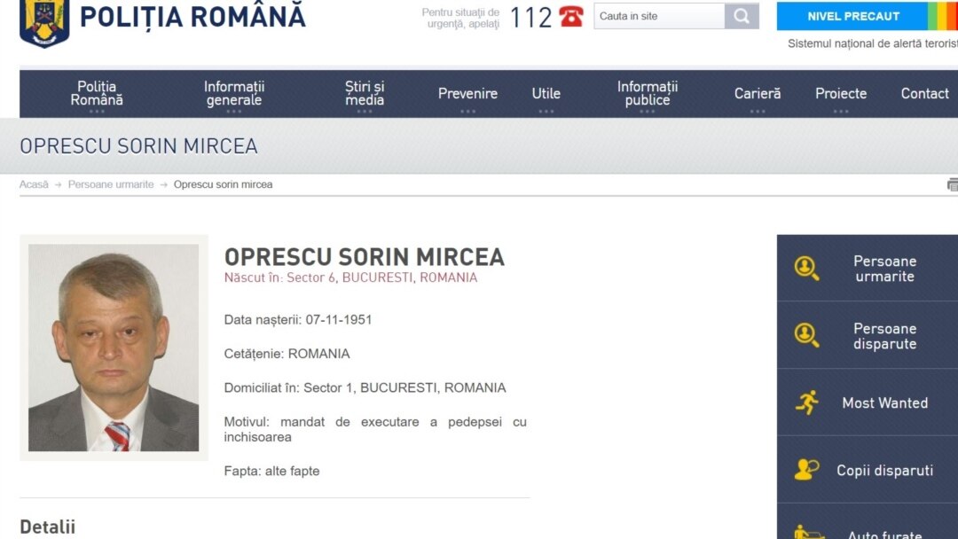Sorin Oprescu a fost dat în urmărire generală după ce nu a fost găsit la locuințele sale