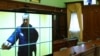 Aleksei Navalny is seen on a video link from prison in Pokrov before a court hearing to consider an appeal against his prison sentence in Moscow on May 17.