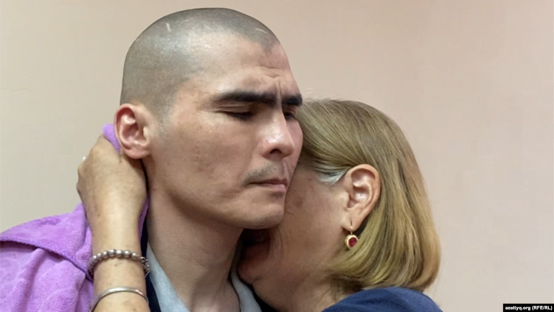Erulan Amirov appears in court in Shymkent on May 16.