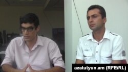 Armenia -- Armenian Yazidi activists Boris Murazi (L) and Sasha Sultanian, 13 August 2014.