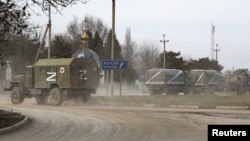 Российские военные грузовики, 24 февраля 2022 года