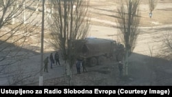 Военные в Петровском районе Донецка, 22 февраля 