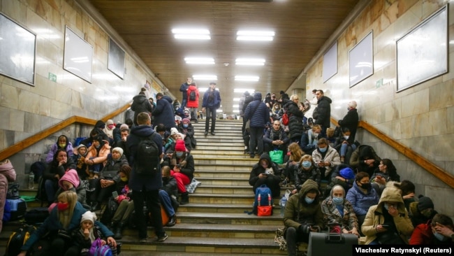 Ukrainian Civilians Shelter In Kyiv Subway