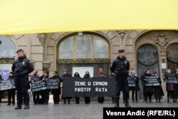 Mirovna organizacija "Žene u crnom" organizovala je u centru Beograda antiratni protest podrške Ukrajini, Beograd 26. februara 2022.