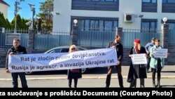 Протест против руската агресија врз Украина пред Руската амбасада во Загреб на 24 февруари 2022