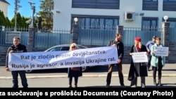 Protest protiv ruske invazije Ukrajine ispred ruske ambasade u Zagrebu, 24. februar 2022.