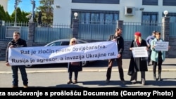  Протест пред съветското посолство в Загреб против нашествието в Украйна, 24 февруари 2022 година 