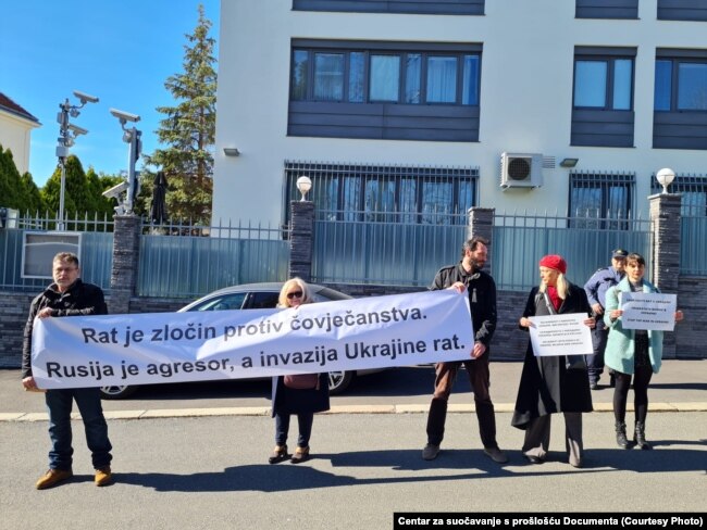 Protestë para Ambasadës ruse në Zagreb kundër pushtimit të Ukrainës. Shkurt, 2022.