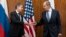 U.S. Secretary of State Antony Blinken (left) greets Russian Foreign Minister Sergei Lavrov before their meeting in Geneva on January 21.