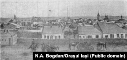 lașul vechi: Strada Goliei, desemnată de pietonii francez Raffet. (Călătoria lui Demidoff, 1839).