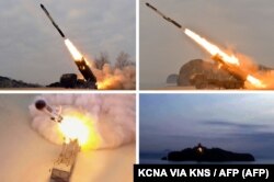 Fotografi të publikuara nga KCNA për lëshimin e raketës më 25 janar 2022.