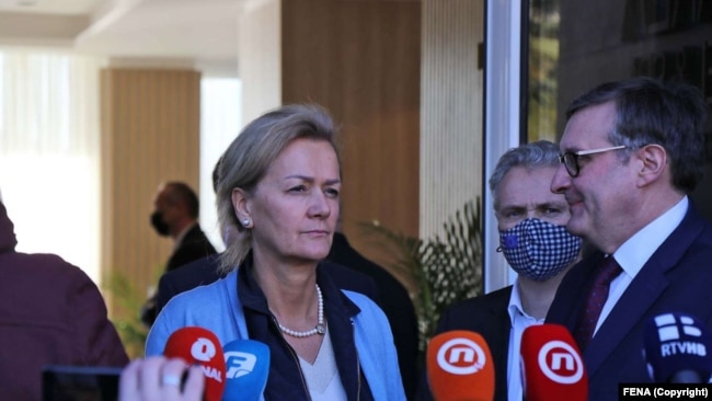 Angelina Eichhorst, generalna direktorica Evropske službe za vanjske poslove tokom pregovora o Izbornom zakonu BiH u Neumu, 29. januar 2022.